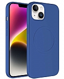 Eiroo iPhone 14 Plus MagSafe Özellikli Mavi Silikon Kılıf