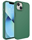 Eiroo iPhone 14 Plus Metal Çerçeveli Yeşil Rubber Kılıf