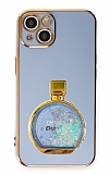 Eiroo iPhone 14 Plus Parfüm Şişesi Standlı Mavi Silikon Kılıf