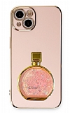 Eiroo iPhone 14 Plus Parfüm Şişesi Standlı Pembe Silikon Kılıf