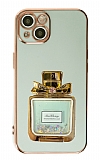 Eiroo iPhone 14 Plus Taşlı Parfüm Standlı Yeşil Silikon Kılıf