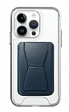 Eiroo iPhone 14 Pro Lacivert Kartlıklı Standlı Ultra Koruma Kılıf