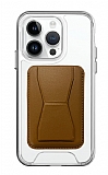Eiroo iPhone 14 Pro Max Kahverengi Kartlıklı Standlı Ultra Koruma Kılıf