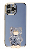 Eiroo iPhone 14 Pro Max Lks Ay Standl Mavi Silikon Klf