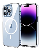 Eiroo iPhone 14 Pro Max Manyetik Özellikli Wireless Şeffaf Silikon Kılıf