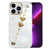 Eiroo iPhone 15 Pro Hologram Kalpli Zincirli effaf Rubber Klf
