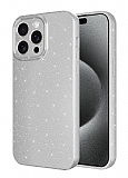 Eiroo iPhone 15 Pro Simli Silver Silikon Kılıf