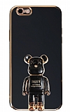 Eiroo iPhone 6 / 6S Baby Bear Standlı Siyah Silikon Kılıf