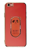 Eiroo iPhone 6 / 6S Baby Panda Standlı Kırmızı Silikon Kılıf