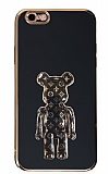 Eiroo iPhone 6 / 6S Bearbrick Standlı Siyah Silikon Kılıf