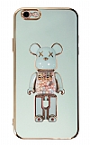 Eiroo iPhone 6 / 6S Candy Bear Standlı Yeşil Silikon Kılıf