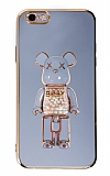 Eiroo iPhone 6 / 6S Candy Bear Standlı Mavi Silikon Kılıf