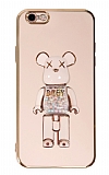 Eiroo iPhone 6 / 6S Candy Bear Standlı Pembe Silikon Kılıf