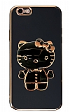 Eiroo iPhone 6 / 6S Aynalı Kitty Standlı Siyah Silikon Kılıf