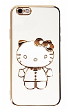 Eiroo iPhone 6 / 6S Aynalı Kitty Standlı Beyaz Silikon Kılıf