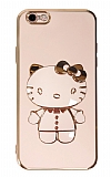 Eiroo iPhone 6 / 6S Aynalı Kitty Standlı Pembe Silikon Kılıf