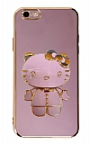 Eiroo iPhone 6 / 6S Aynalı Kitty Standlı Mor Silikon Kılıf