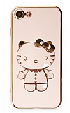 Eiroo iPhone 7 / 8 Aynalı Kitty Standlı Pembe Silikon Kılıf