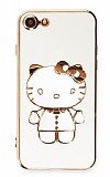 Eiroo iPhone 7 / 8 Aynalı Kitty Standlı Beyaz Silikon Kılıf