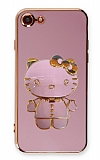 Eiroo iPhone 7 / 8 Aynalı Kitty Standlı Mor Silikon Kılıf