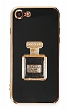 Eiroo iPhone 7 / 8 Aynalı Parfüm Standlı Siyah Silikon Kılıf