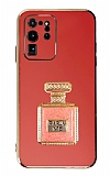 Eiroo Samsung Galaxy S20 Ultra Aynalı Parfüm Standlı Kırmızı Silikon Kılıf