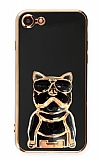 Eiroo iPhone 7 / 8 Bulldog Standlı Siyah Silikon Kılıf