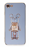 Eiroo iPhone 7 / 8 Candy Bear Standlı Mavi Silikon Kılıf