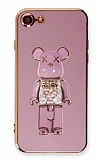 Eiroo iPhone 7 / 8 Candy Bear Standlı Mor Silikon Kılıf
