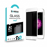 Eiroo iPhone SE 2022 Full Privacy Tempered Glass Beyaz Cam Ekran Koruyucu