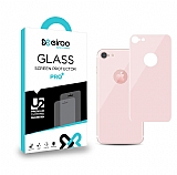 Eiroo iPhone 7 / 8 Tempered Glass Arka Rose Gold Cam Gövde Koruyucu
