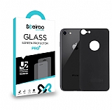 Eiroo iPhone 7 / 8 Tempered Glass Arka Siyah Cam Gövde Koruyucu