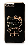 Eiroo iPhone 7 Plus / 8 Plus Aynalı Kitty Standlı Siyah Silikon Kılıf