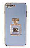 Eiroo iPhone 7 Plus / 8 Plus Aynalı Parfüm Standlı Mavi Silikon Kılıf