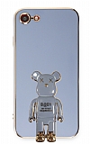 Eiroo iPhone 7 / 8 Baby Bear Standlı Mavi Silikon Kılıf