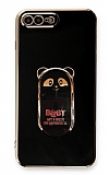Eiroo iPhone 7 Plus / 8 Plus Baby Panda Standl Siyah Silikon Klf