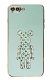 Eiroo iPhone 7 Plus / 8 Plus Bearbrick Standlı Yeşil Silikon Kılıf
