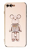 Eiroo iPhone 7 Plus / 8 Plus Candy Bear Standlı Pembe Silikon Kılıf