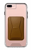 Eiroo iPhone 7 Plus / 8 Plus Kahverengi Kartlıklı Standlı Ultra Koruma Kılıf