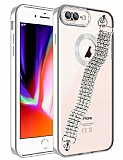 Eiroo iPhone 7 Plus / 8 Plus Su Yolu Zincirli Silver Silikon Kılıf