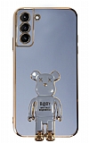 Eiroo Samsung Galaxy S21 Plus Baby Bear Standl Mavi Silikon Klf