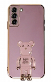 Eiroo Samsung Galaxy S21 Plus Baby Bear Standl Mor Silikon Klf