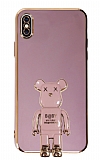 Eiroo iPhone X / XS Baby Bear Standlı Mor Silikon Kılıf