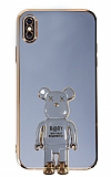 Eiroo iPhone X / XS Baby Bear Standlı Mavi Silikon Kılıf