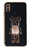 Eiroo iPhone X / XS Candy Bear Standlı Siyah Silikon Kılıf