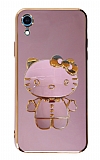 Eiroo iPhone XR Aynalı Kitty Standlı Mor Silikon Kılıf