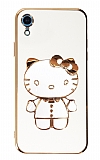 Eiroo iPhone XR Aynalı Kitty Standlı Beyaz Silikon Kılıf