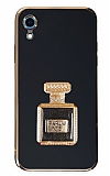 Eiroo iPhone XR Aynalı Parfüm Standlı Siyah Silikon Kılıf