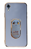 Eiroo iPhone XR Baby Panda Standlr Mavi Silikon Klf