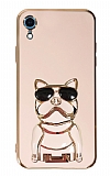 Eiroo iPhone XR Bulldog Standlı Pembe Silikon Kılıf